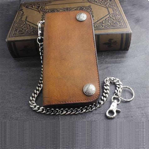 genuine leather wallet with chain.